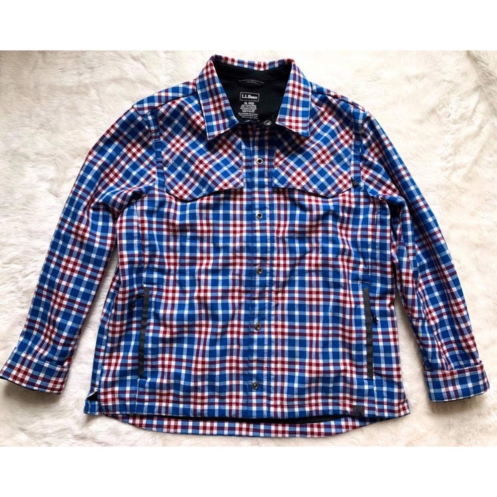L.L. Bean Blue Plaid Soft Shell Jacket